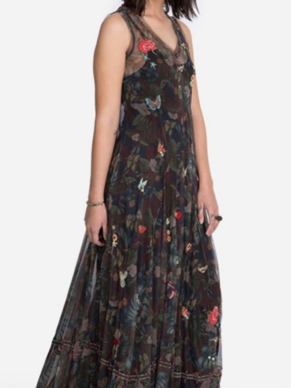 Johnny Was Mesh Maxi Dress XS